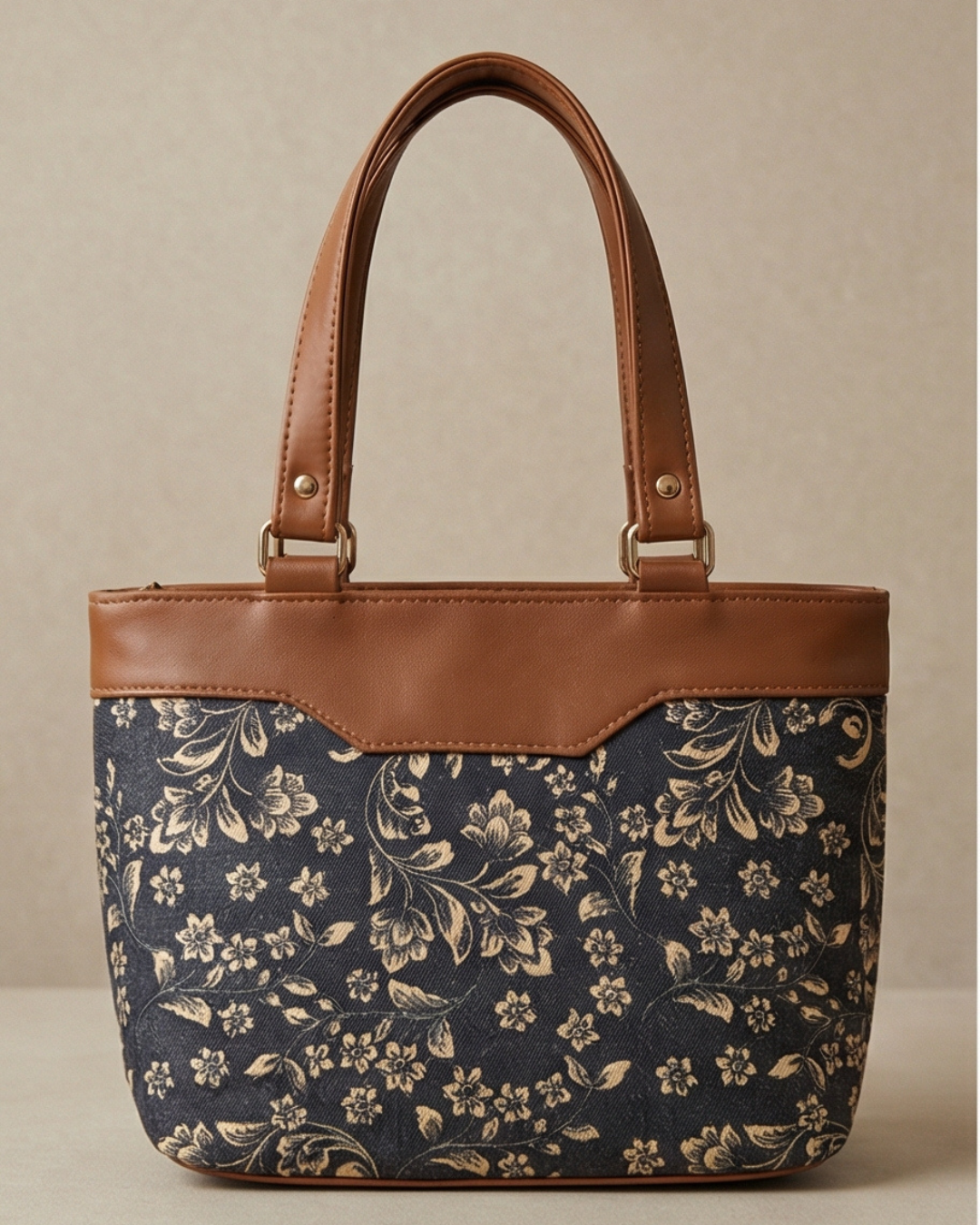 Floral jute Satchel Handbag for Women