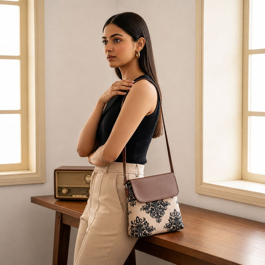Mughal Motif Flap Sling Bag