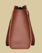 Multicolor Mandala Premium Brown Faux Leather Professional Handbag for Women