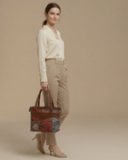 Multicolor Mandala Shoulder Bag Faux Leather Handles for Women