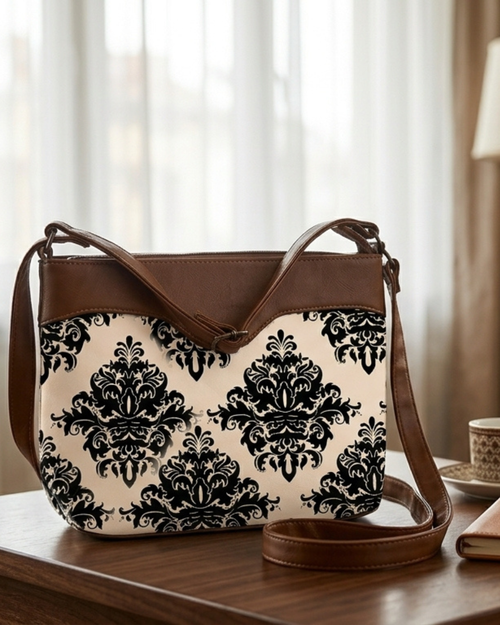 Classic Damask  Crossbody Sling Bag
