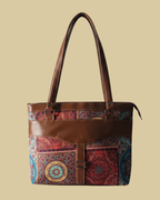 Multicolor Mandala Shoulder Bag Faux Leather Handles for Women