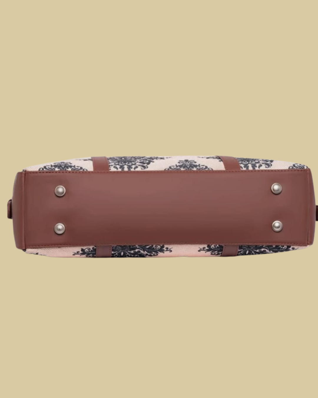 Beige & Black Damask office bag for women