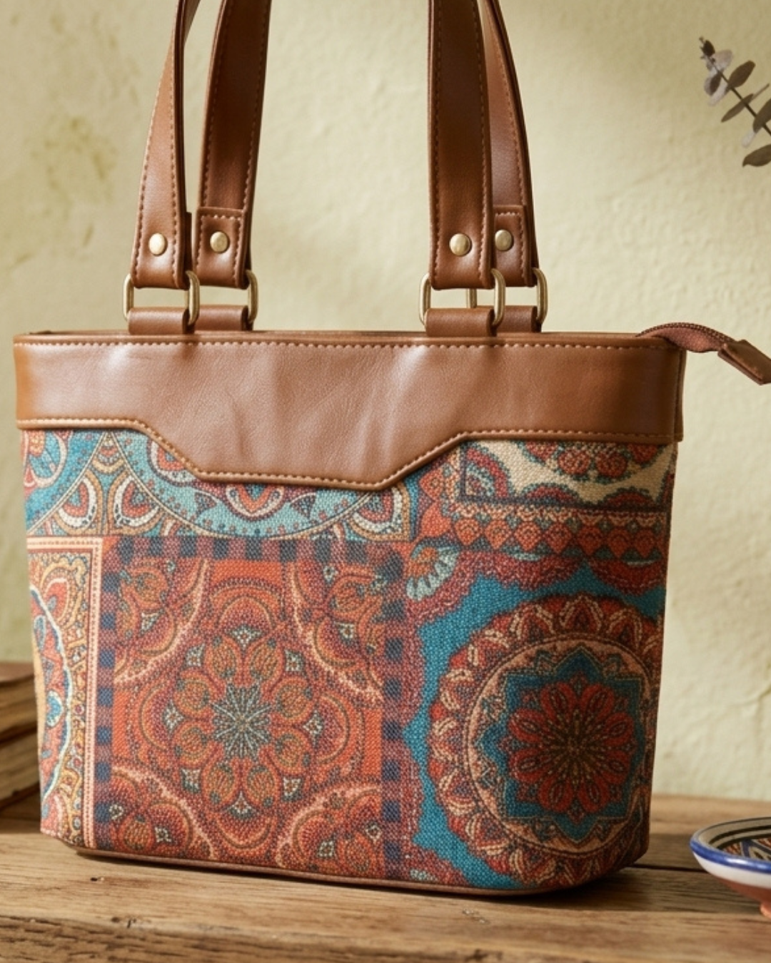 Multicolor Paisley Satchel Handbag for Women
