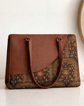 Dark Ethnic Premium Brown Faux Leather Finish Office Chic Carry Bag for Women
