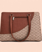 Elegant Beige Faux Leather Finish Office Chic Carry Bag for Women