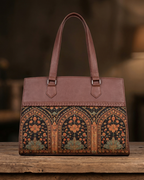 Royal Arch Ethnic Premium Brown Faux Leather Professional Handbag for Women