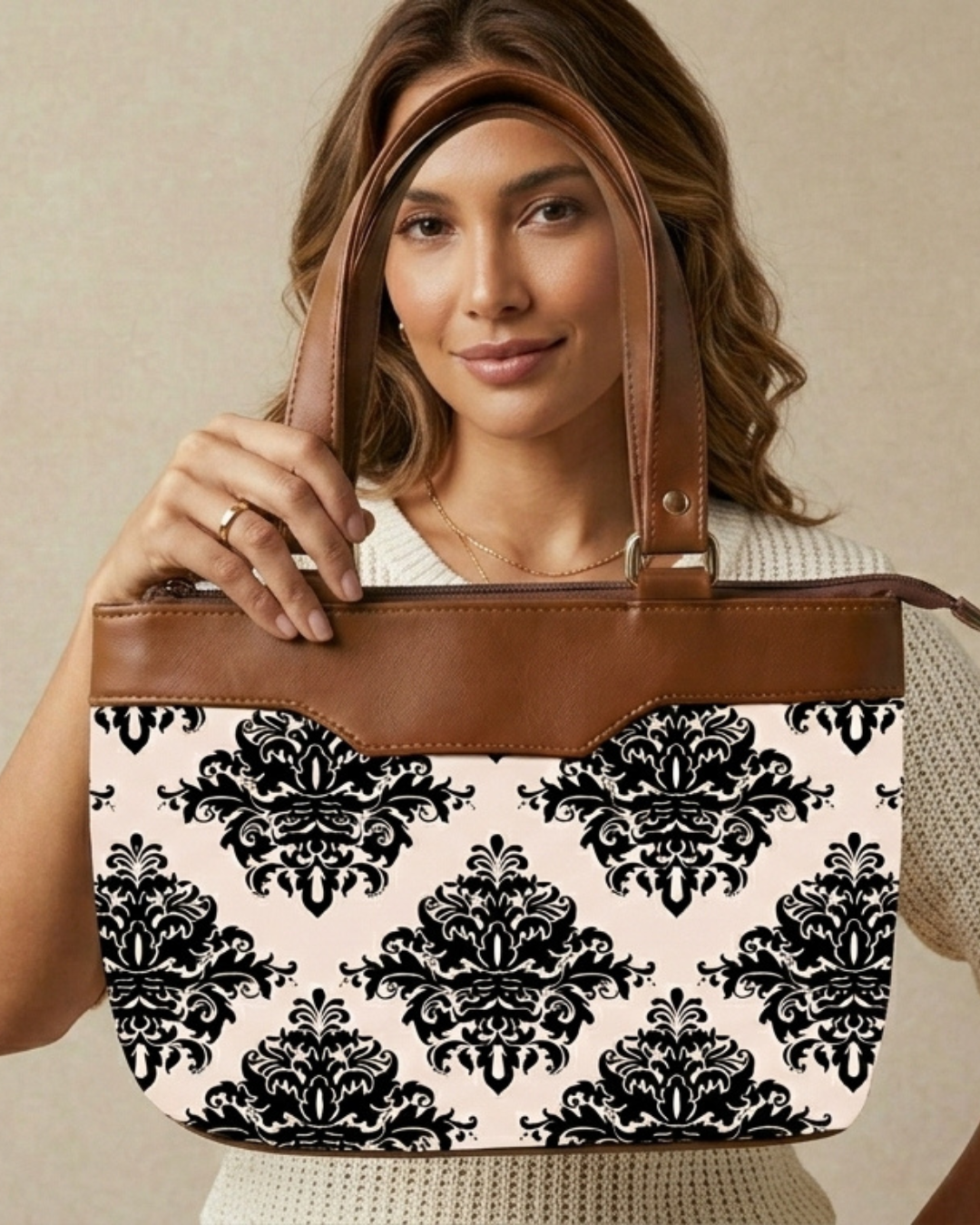 Elegant Damask  Satchel Handbag for Women