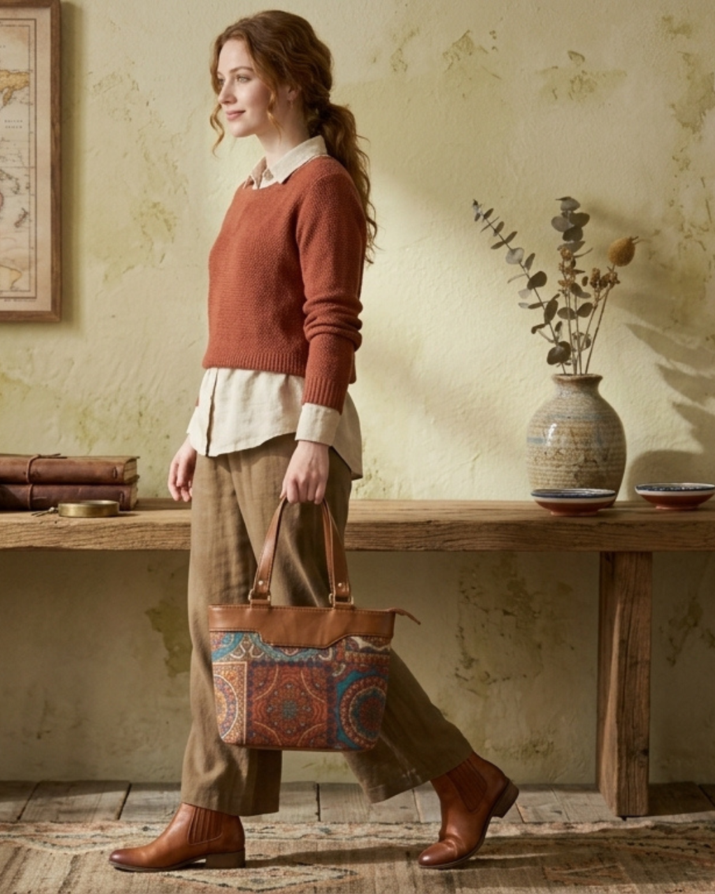 Multicolor Paisley Satchel Handbag for Women