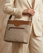 Beige Monogram Crossbody Sling Bag