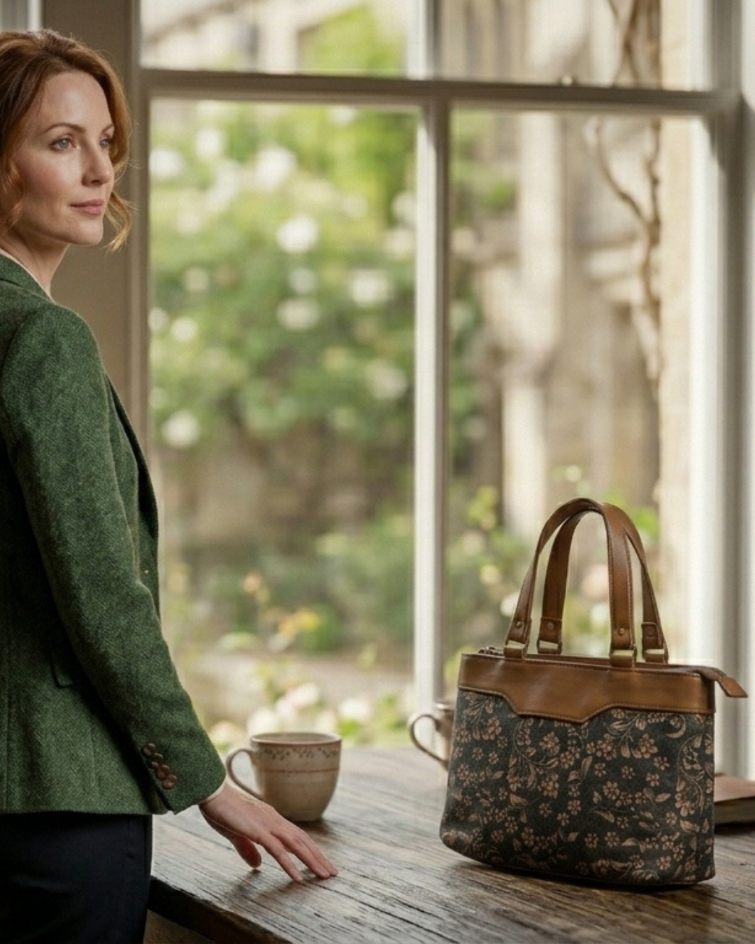 Floral jute Satchel Handbag for Women