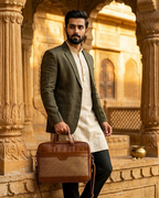 Men's Canvas & PU Leather Laptop Office Bag
