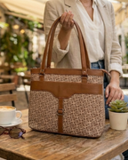 Beige Pattern office bag for women