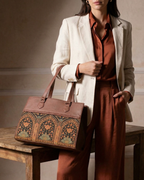 Royal Arch Ethnic Premium Brown Faux Leather Professional Handbag for Women