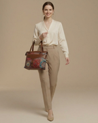 Multicolor Mandala Shoulder Bag Faux Leather Handles for Women