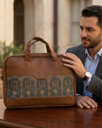 Men's Ethnic Canvas & PU Leather Laptop Office Bag