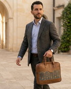 Men's Ethnic Canvas & PU Leather Laptop Office Bag