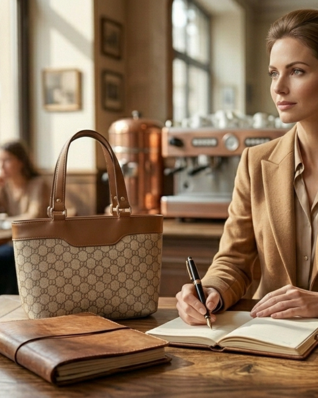 Beige Monogram jute Satchel Handbag for Women