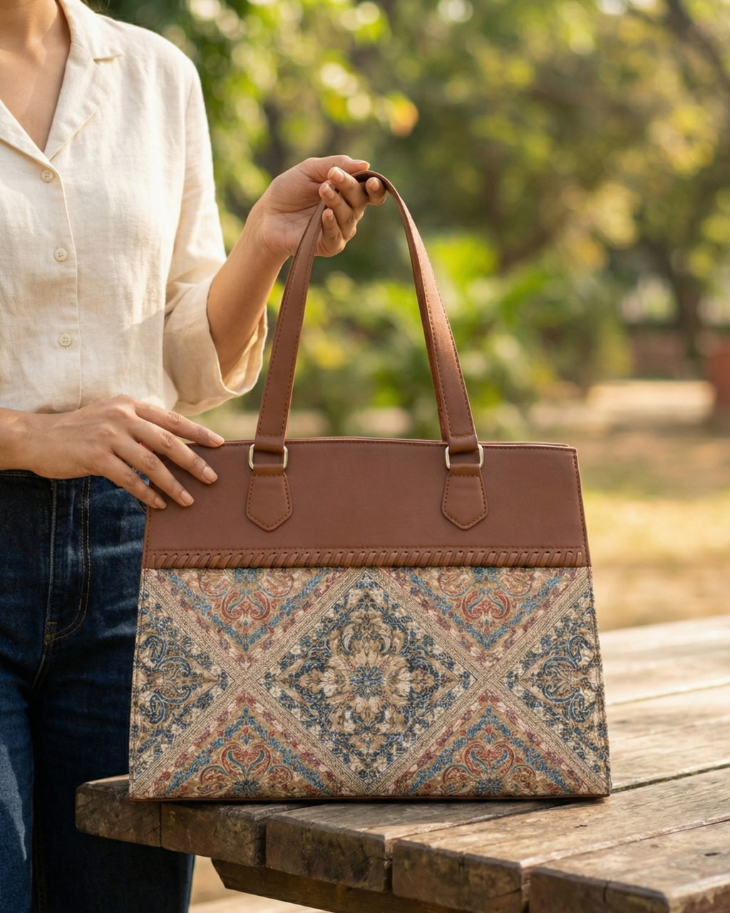 Vintage Diamond Pattern Premium  Bag for Women