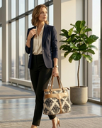 Classic Damask  Shoulder Bag Faux Leather Handles for Women