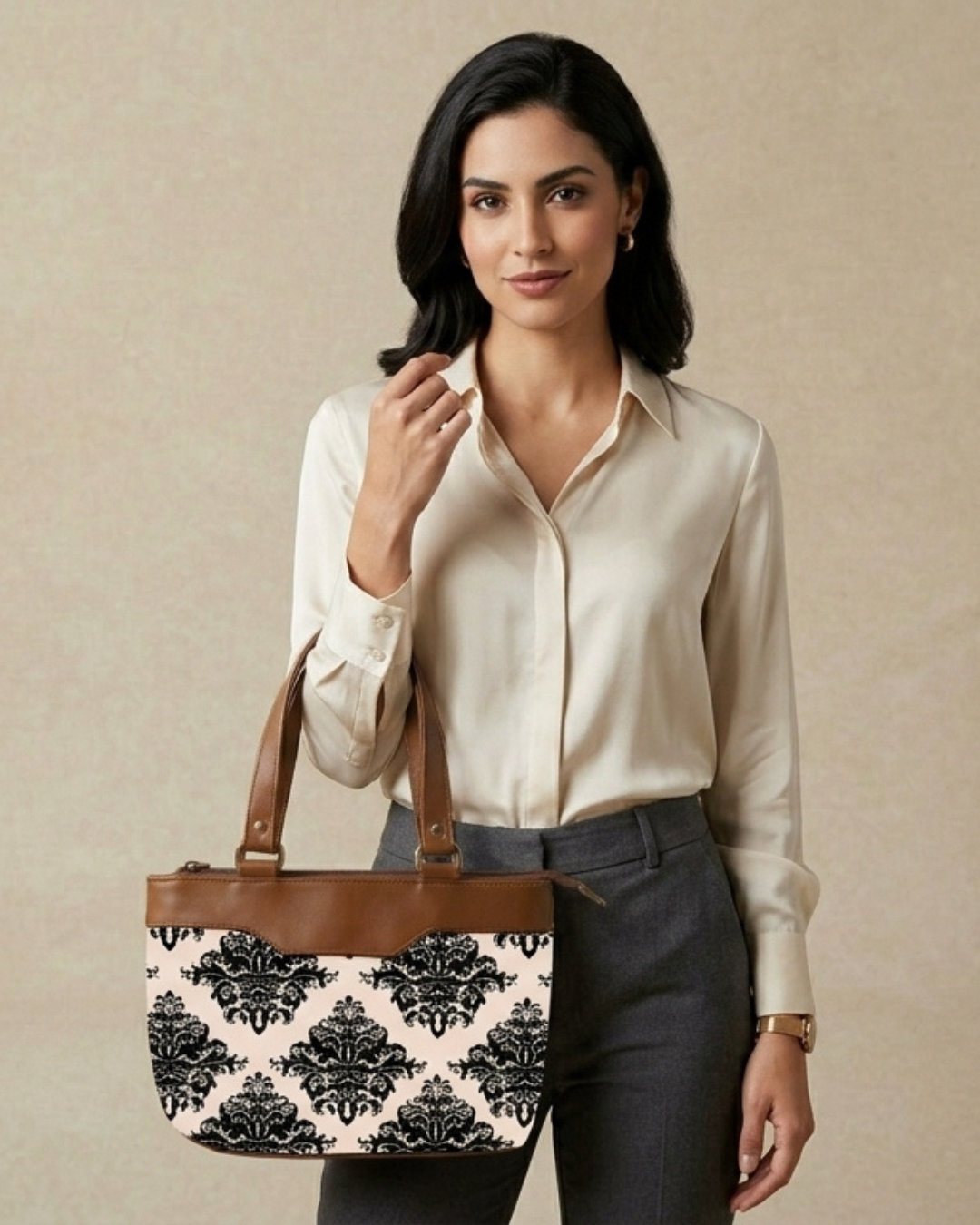 Elegant Damask  Satchel Handbag for Women