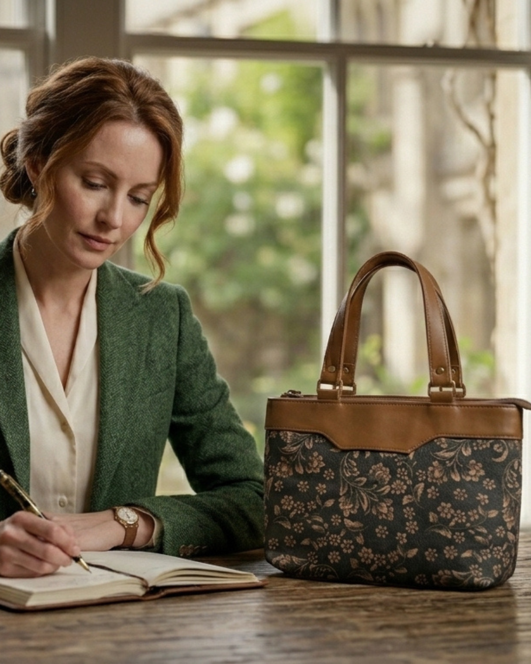 Floral jute Satchel Handbag for Women
