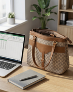 Beige Monogram office bag for women