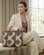 Beige & Black Damask office bag for women