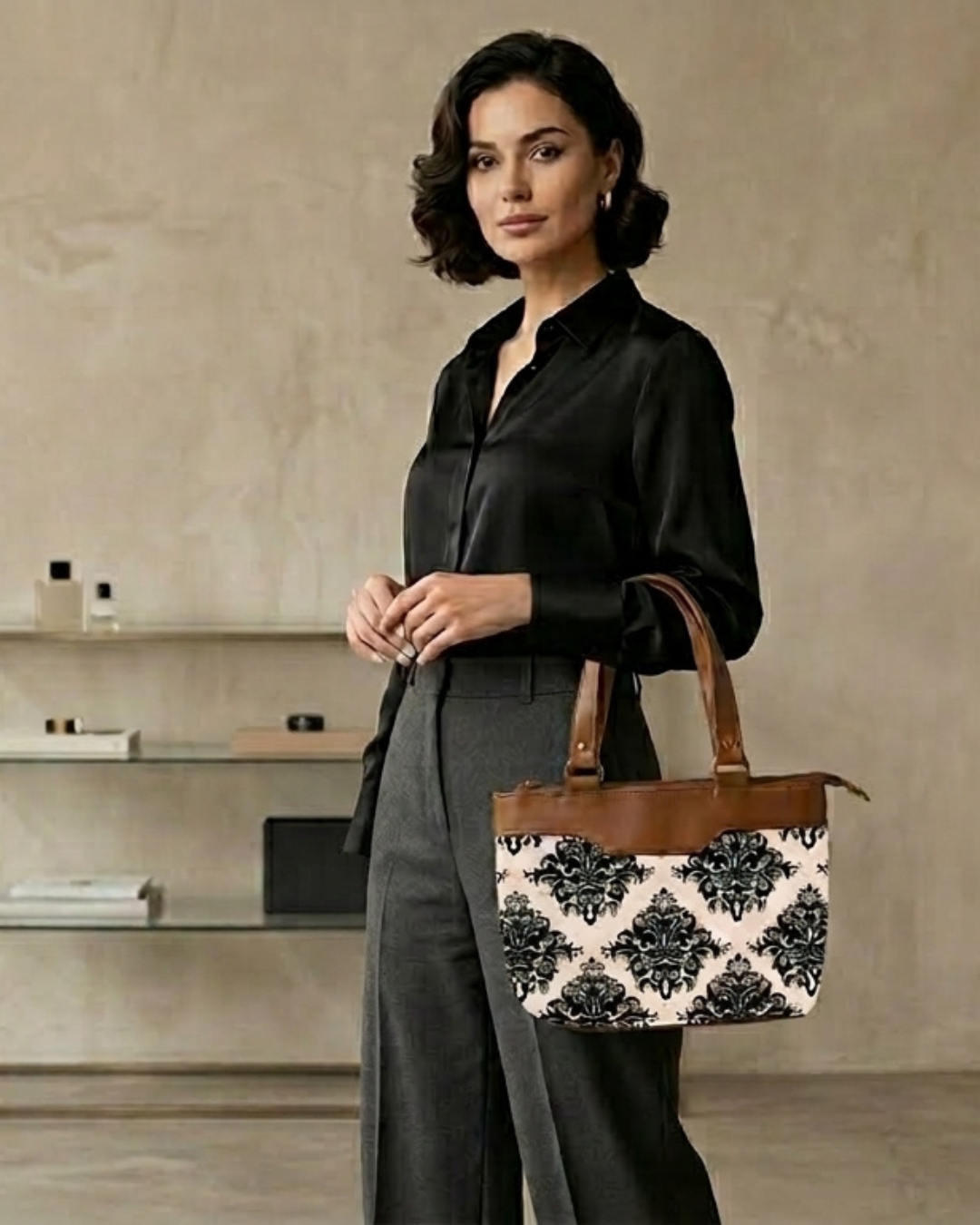 Elegant Damask  Satchel Handbag for Women