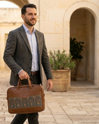 Men's Ethnic Canvas & PU Leather Laptop Office Bag