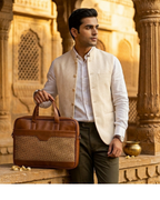Men's Canvas & PU Leather Laptop Office Bag