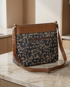 Navy Blue Floral Crossbody Sling Bag