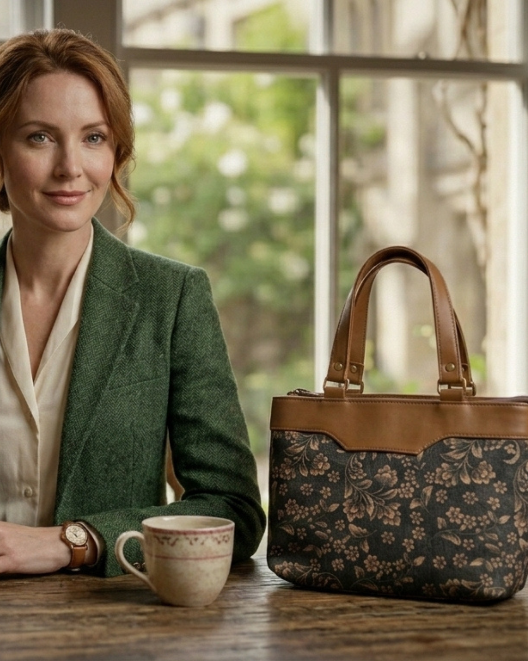Floral jute Satchel Handbag for Women