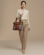 Multicolor Mandala Shoulder Bag Faux Leather Handles for Women