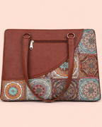 Mandala Premium Brown Faux Leather Finish Office Chic Carry Bag for Women