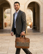 Men's Ethnic Canvas & PU Leather Laptop Office Bag