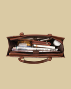 Mandala Premium Brown Faux Leather Finish Office Chic Carry Bag for Women