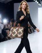 Beige & Black Damask office bag for women