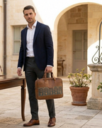 Men's Ethnic Canvas & PU Leather Laptop Office Bag