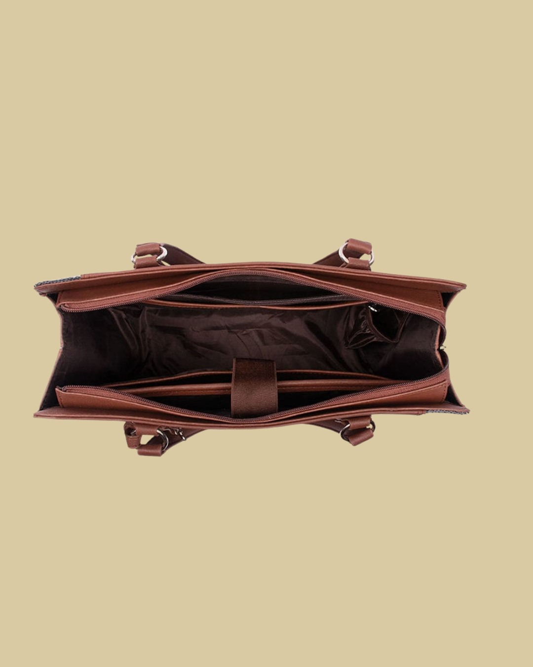 Mandala Premium Brown Faux Leather Finish Office Chic Carry Bag for Women