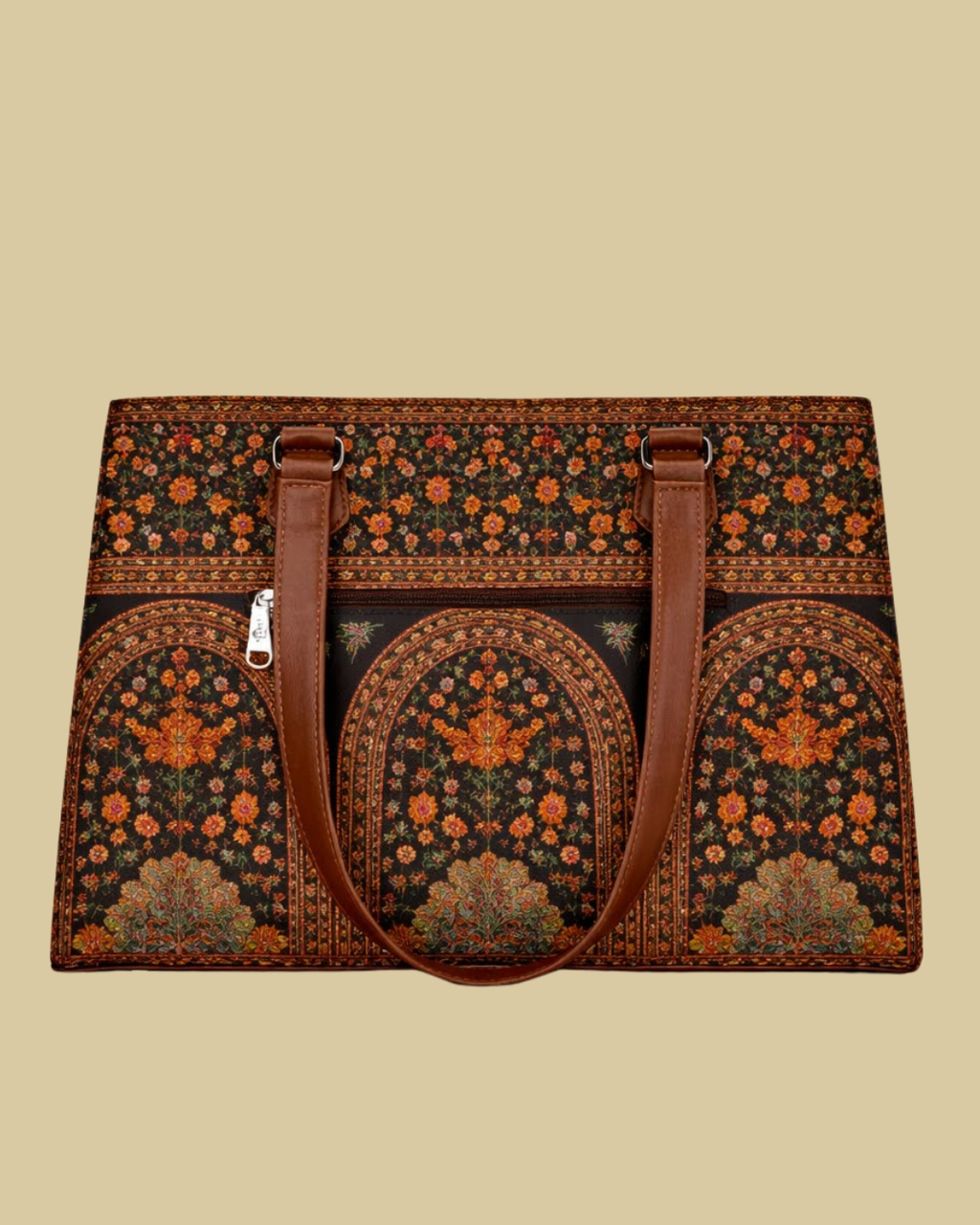 Royal Arch Ethnic Premium Brown Faux Leather Professional Handbag for Women