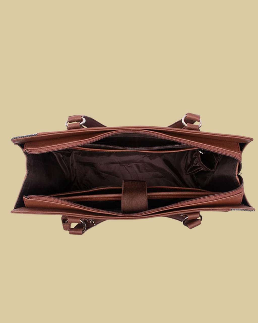 Minimal Premium Brown Faux Leather Finish Office Chic Carry Bag for Women