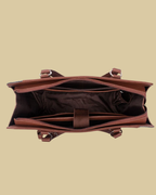 Minimal Premium Brown Faux Leather Finish Office Chic Carry Bag for Women