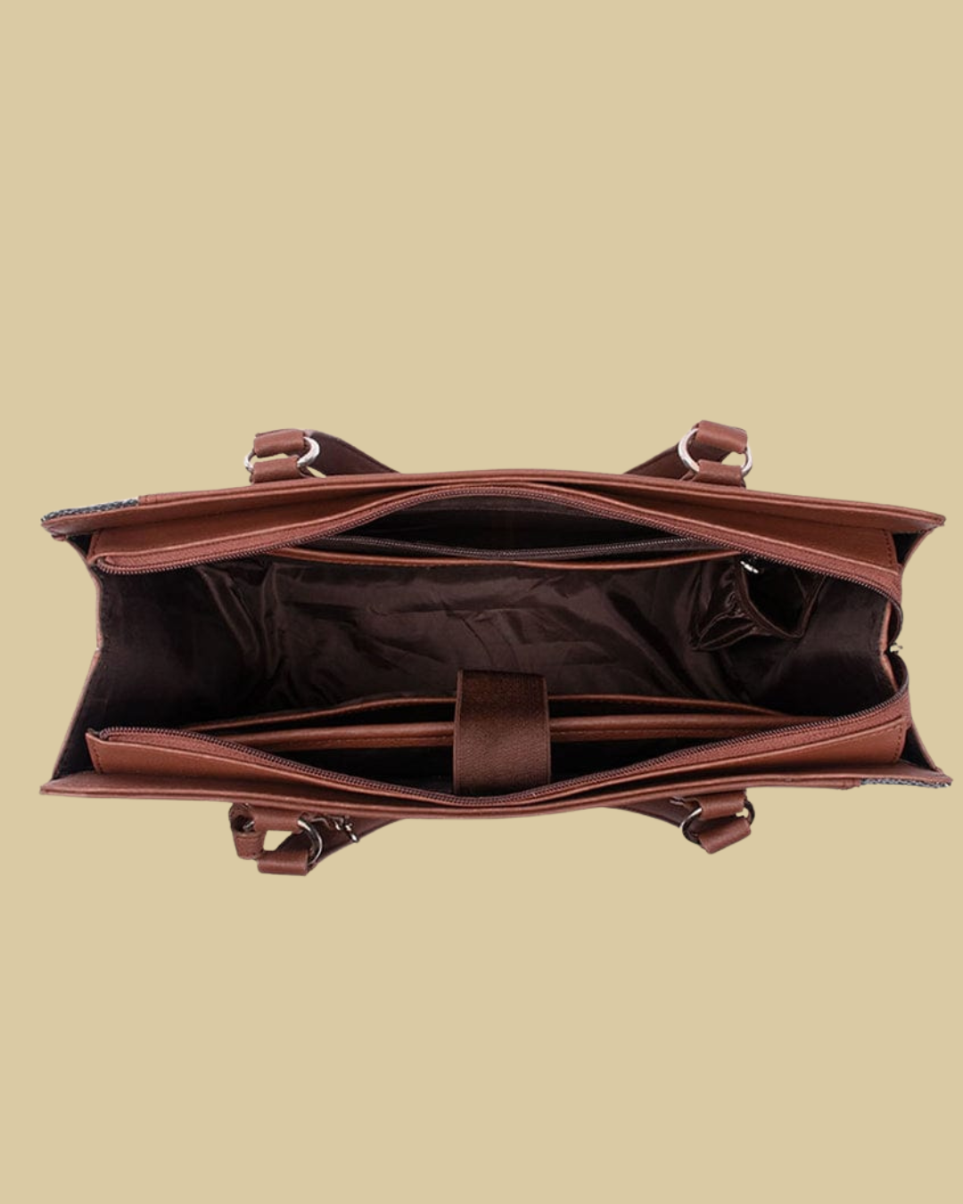 Minimal Premium Brown Faux Leather Finish Office Chic Carry Bag for Women