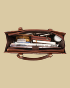Elegant Beige Faux Leather Finish Office Chic Carry Bag for Women