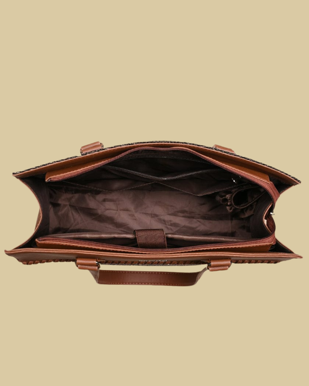 Multicolor Mandala Premium Brown Faux Leather Professional Handbag for Women