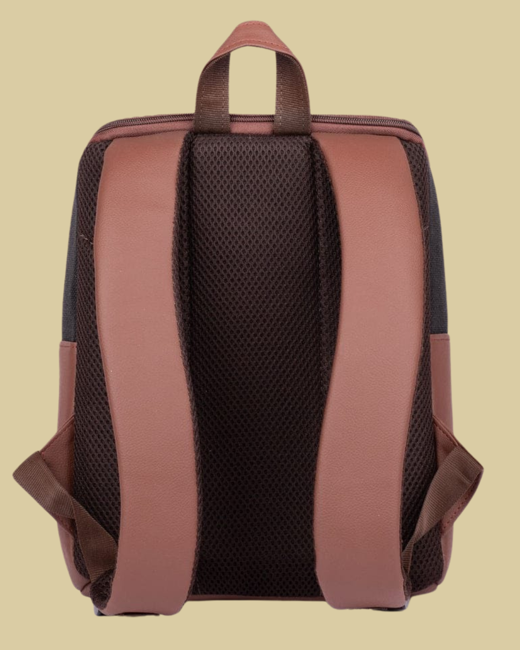 Dark Ethnic Arch Print Backpack with Faux Leather Finish & Laptop Storage