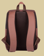 Beige Geometric Backpack with Faux Leather Finish & Laptop Storage