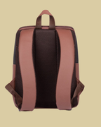 Beige Ethnic Diamond Backpack with Faux Leather Finish & Laptop Storage