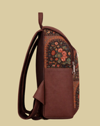Dark Ethnic Arch Print Backpack with Faux Leather Finish & Laptop Storage